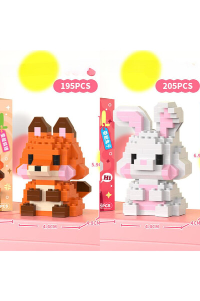 womistore Bricks Animal Serisi Sevimli Tilki Ve Tavşan Blok Yapı Taşı Figür (...
