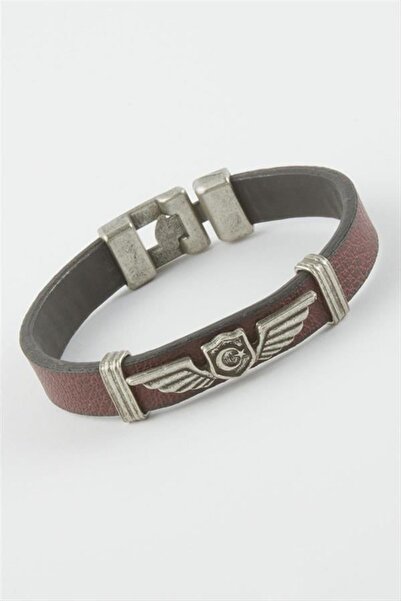 Generic Brand Moon Star Faux Leather Bracelet - Burgundy