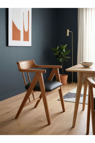 Gazzini Furniture Bristol Kolçaklı Ahşap Sandalye