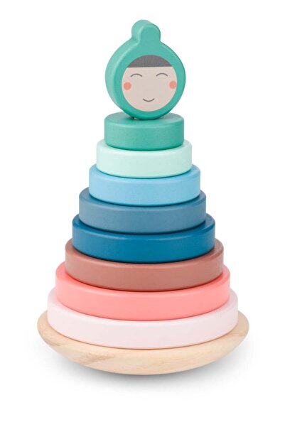 BS Toys Turn de stivuire cu inele din lemn,