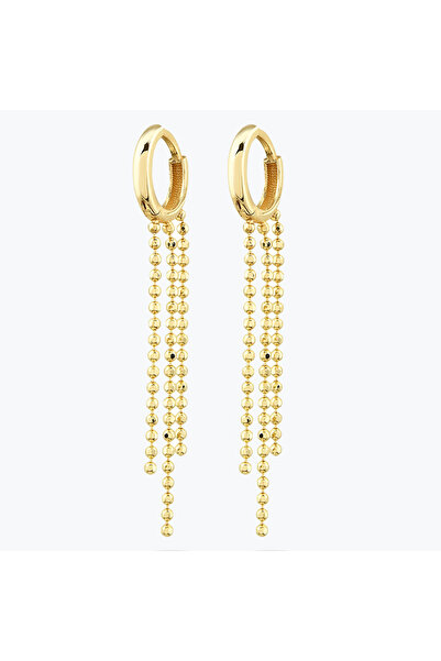 Goldium Jewellery Goldium Altın Top Zincir Sallantı Küpe