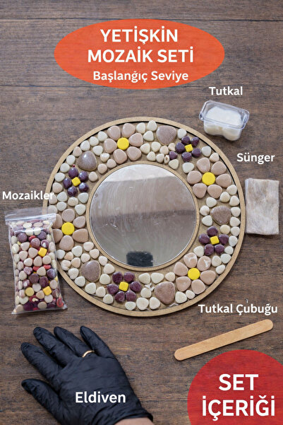 Karsan Mozaik 30x30cm Yuvarlak Pleksi Aynalı Yetişkin Mozaik Set (Başlangıç S...