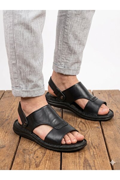 Lütfi Men's Genuine Leather Orthopedic Soft Sole Sandals