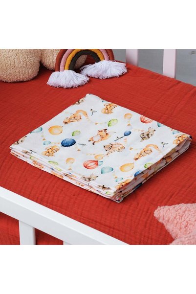 HAFY BABY Organic cotton, balloon squirrel patterned muslin cover
