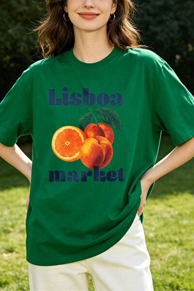 Fleck Womens T Shirts Lisboa Market Fruit Print Casual Style