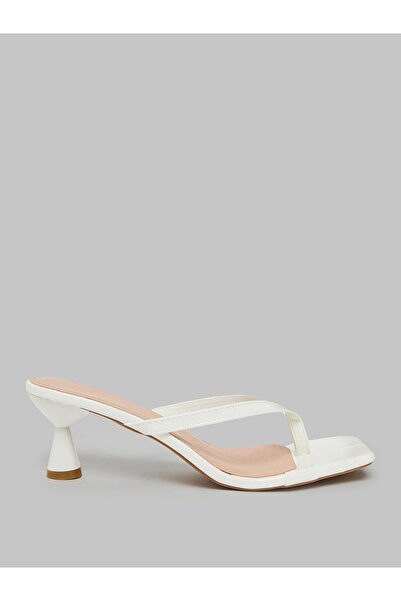 Take Two By Styli White Kitten Heel Thong Sandals