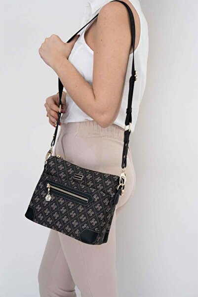 Silver Polo حقيبة كروس نسائية سوداء مدخنة طراز SP1110