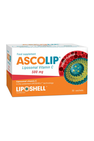 Liposhell Vitamina C lipozomală cu aromă de cireșe, 500 mg, 30 plicuri