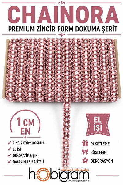 Hobigram شريط زخرفي منسوج على شكل سلسلة من تشينورا باللون الأبيض الداكن - 5 أ...