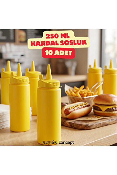 Mayden Concept 250 ml Kapaklı Sosluk 10 Adet - Profesyonel Mutfak Sos Şişesi ...