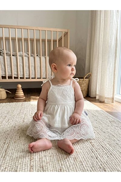 Doray Organic Dantelli Askılı Kız Bebek Elbise | Kız Bebek Giyim