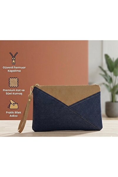 Ruche Atelier Denim clutch çanta