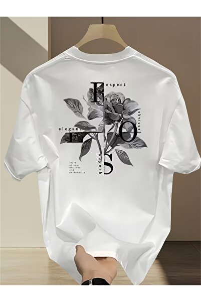 AEMİ Μπλουζάκι Unisex Oversize με στάμπα τριαντάφυλλο