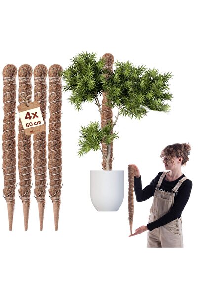 KADAX 4x Suport pentru plante/flori, țăruș de cocos de 60cm, 45mm, pentru Mon...