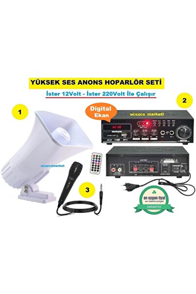 Kalite PAZARCI ANONS SESLENDİRME HOPARLÖR SETİ (Bluetooth - USB - Sd Kart - 2...