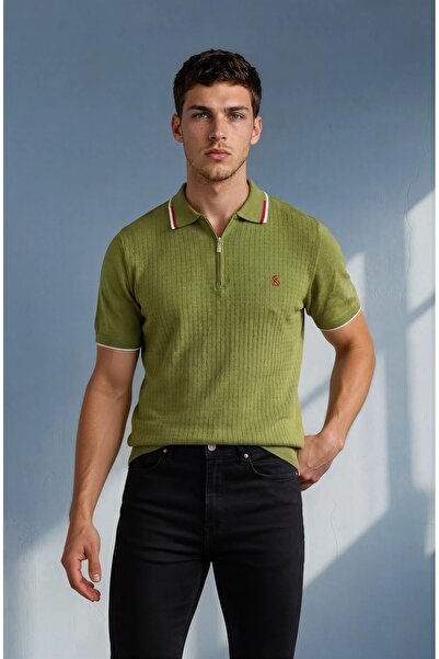 Sea Style Tricou tricotat cu guler polo și fermoar