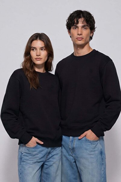 Sabri Özel Unisex Siyah Normal Kesim Regular Fit %100 Pamuk Bisiklet Yaka Swe...