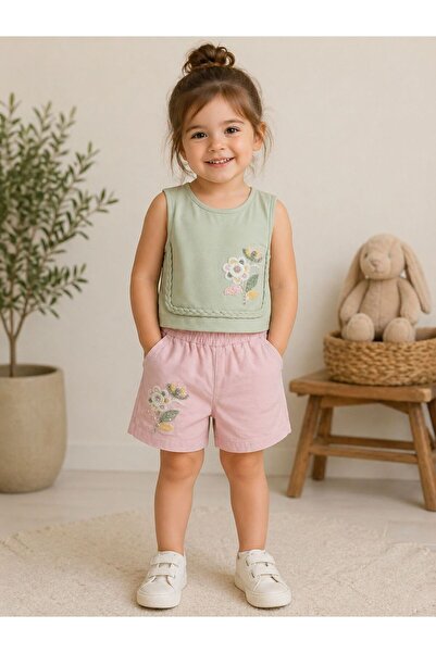 nk kids İŞLEMELİ ŞORTLU TAKIM