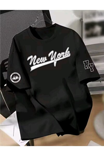 bellanova Sila Trend Unisex Black Oversize Printed T-Shirt Streetwear Comfort...