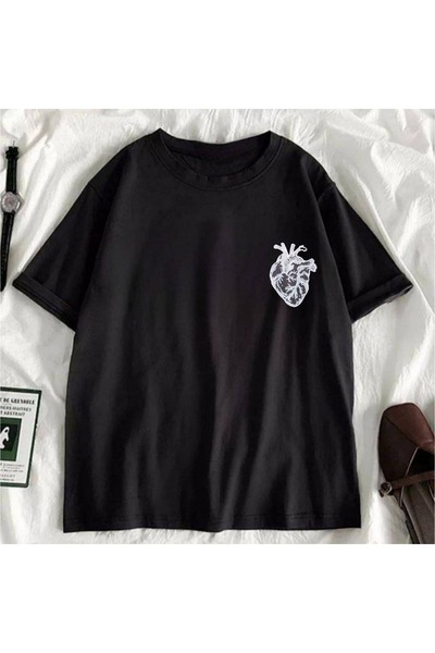 bellanova Sila Trend Unisex Black Oversize Printed T-Shirt Streetwear Comfort...