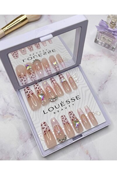 Louesse Beauty Louésse Cherry Spark Takma Tırnak Seti 12’li – Nude Kırmızı De...