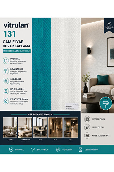 VİTRULAN Boyanabilir Duvar Kağıdı Camtekstili Duvar Kaplaması