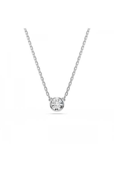 Swarovski Imber Kolye Round Cut Beyaz Rodyum Kaplama
