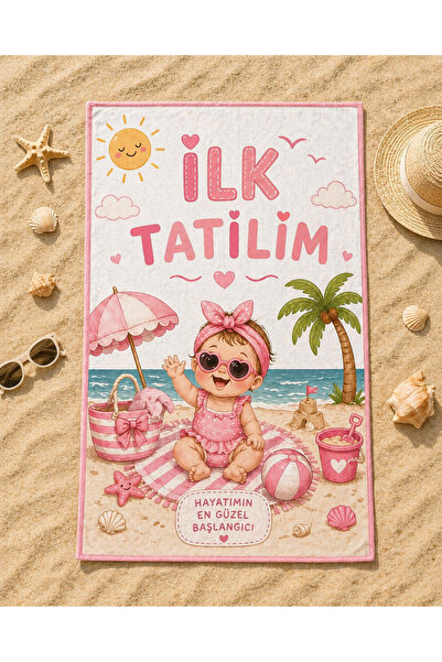 HiraEv Desenli Bebek Plaj Havlusu | Hafif, Kum Tutmaz, Hızlı Kuruyan