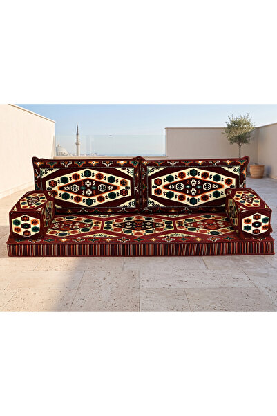 FEYZA DECOR HOME Otantik Şark Köşesi Yer Minderi -Yörük Kilim Desenli Balkon ...