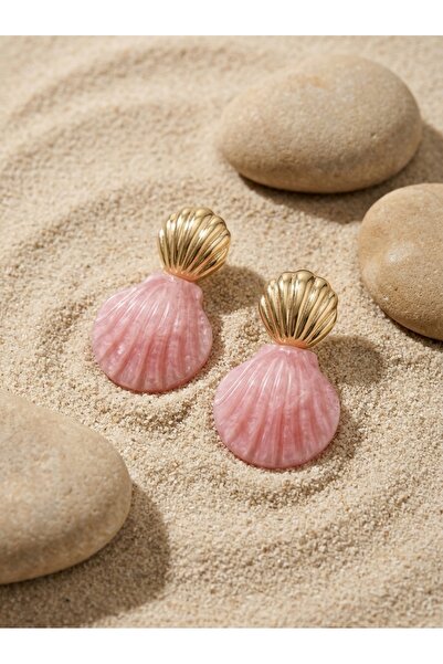 ZERA STEEL JEWELRY Pembe Midye Model Küpe