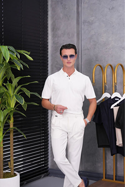 MODEFENDİ Tricou cu guler și model vertical