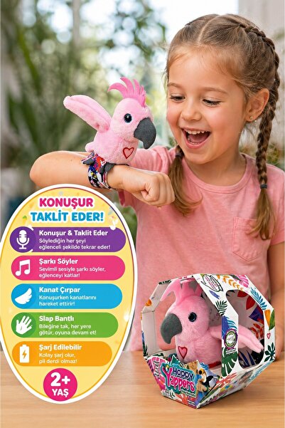 TOYFEST Konuşan Taklit Eden Papağan Oyuncak Slap Bant Bileklikli Peluş Sesli ...