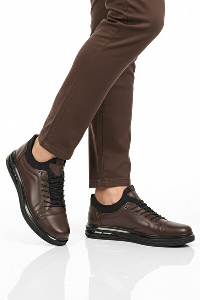 Aspor Brown Genuine Leather Orthopedic Men's Casual Shoes