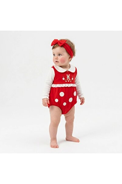 STRAWBABY Baby Girl 6-9-12 Months Corduroy Embroidered Romper