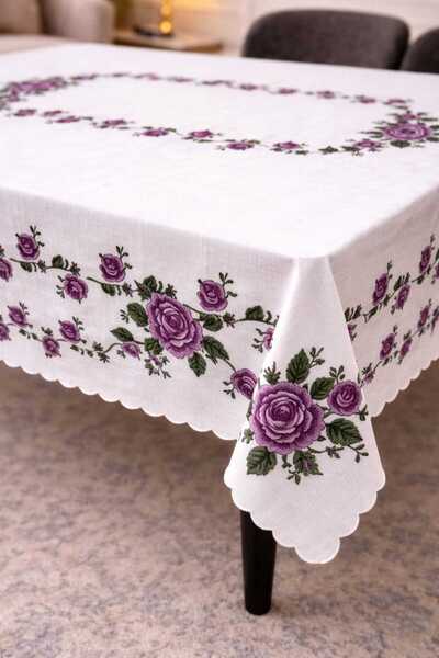 ÖZDAĞ HOME CONCEPT 150X215 Seamless Tablecloth Stain Resistant Coffee Lace Pa...