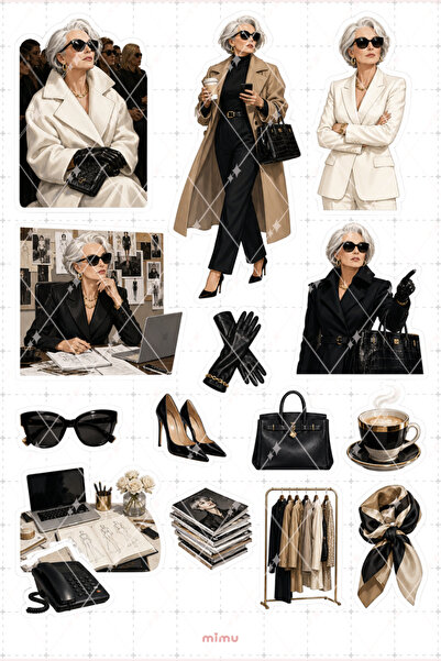 Mimu Art Studio Miranda Priestly Moda Editörü Kadın Sticker Seti The Devil We...