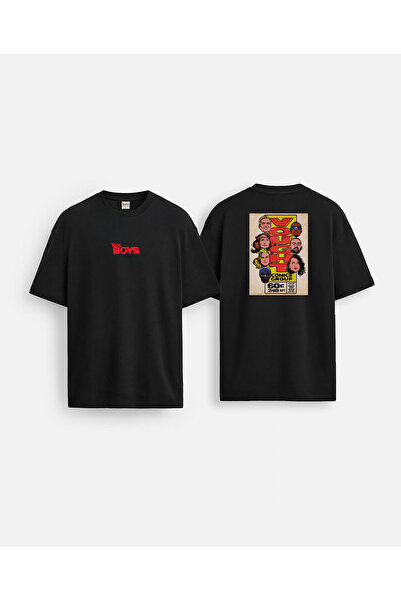 AYDESİGN Tricou unisex cu imprimeu The Boys, cu gâtul rotund, negru, cu două ...