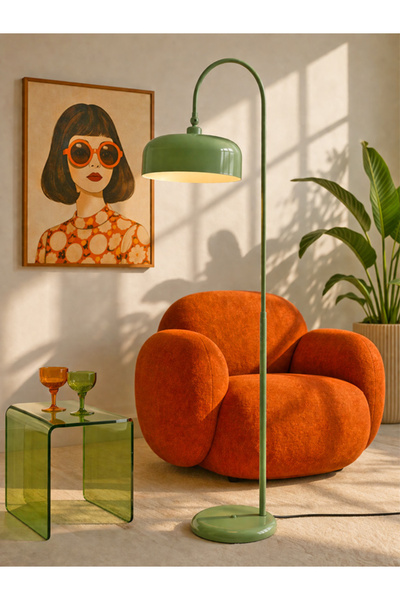NOONLUX DESIGN&LIGHTING Bolton Reseda Yeşili Lambader İç Kısmı Beyaz Oturma O...