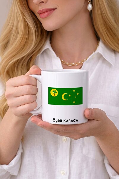 Kirbi Reklam كوب من البورسلين مطبوع عليه علم جزر كوكوس (كيلينج)