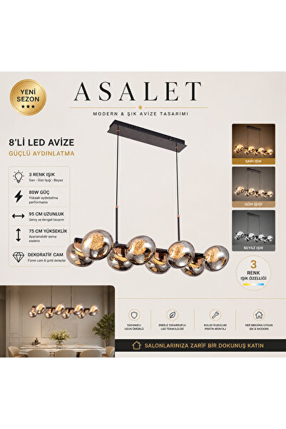 ATIK ASALET - Modern Şık Lineer Avize 8 Lİ