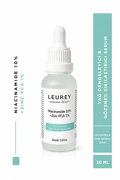 LEUREY Niacinamide 10% + Zinc 1% - Leke Karşıtı Yağ Dengeleyici ve Gözenek Sı...