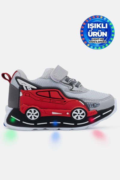 Beınsteps Işıklı Çocuk Spor Ayakkabı Arabalı Cırtlı Konforlu Hafif Taban Günl...
