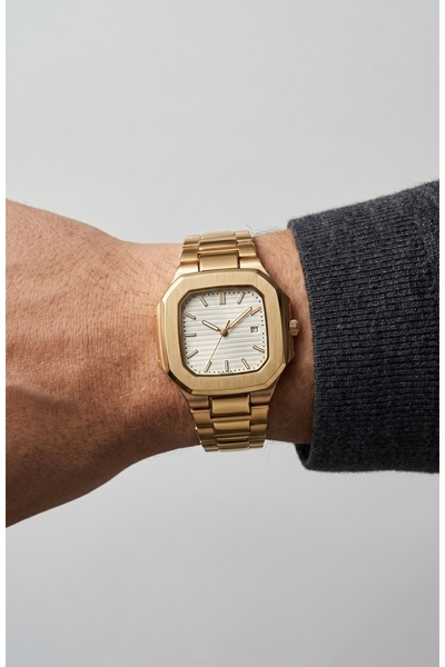 be Man Men's Steel Watch Gold Case & White Dial Square Case Luxury Edition Mo...