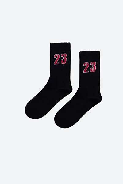REAL DREAM Red 23 Logo Sports Knitted Black Socks