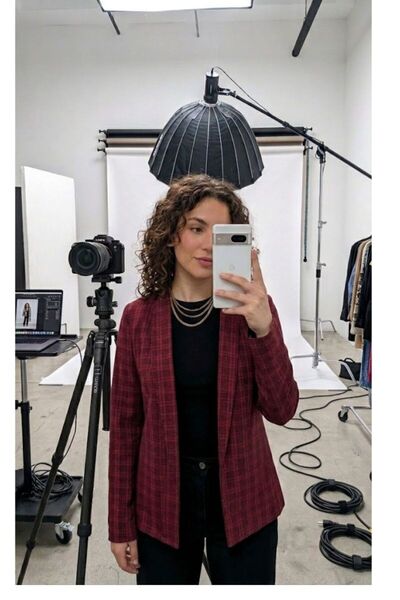 MODA GLORY Kadın Ekose Desenli Blazer Görünümlü Ceket / Şık Günlük Hırka
