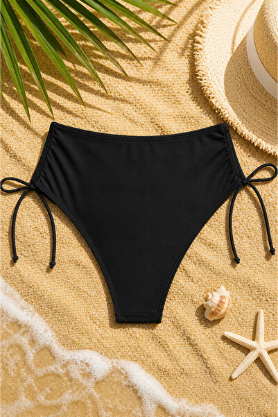 HONCIE Yanları İp Detaylı Yüksek Bel Bikini Altı