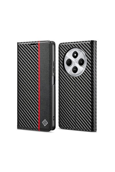 LC.IMEEKE Carbon Fiber Θήκη Βιβλίο Vertical Stripe (Xiaomi Redmi 14C 4G/Poco ...