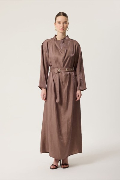 MASCARA Brown Dress with Belt Detail