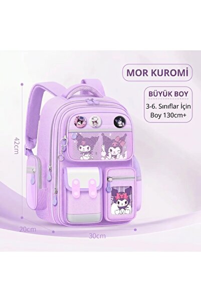 Other Mor Figürlü Çok Bölmeli Kız Çocuk İlkokul ve Ortaokul Sırt Çantası