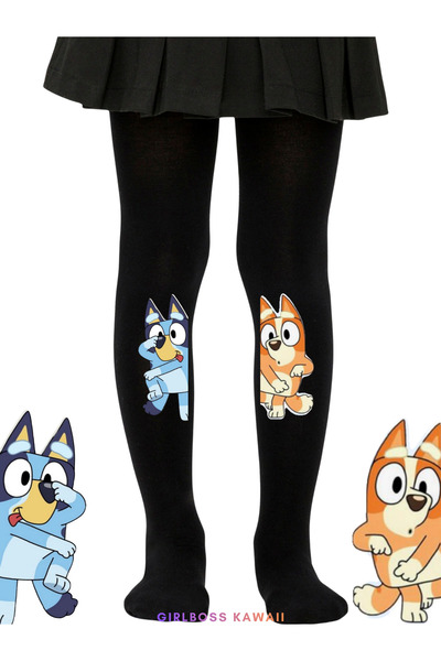 Girlboss Kawaii Bluey Black Mus Tights Matte Opaque New Series